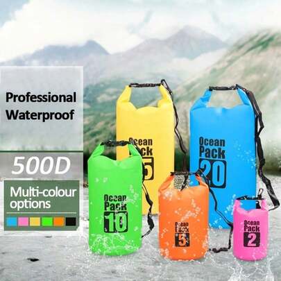 1pc, PVC Material, (2L No Strap/5L With Strap) Waterproof Swim Bag, Suitable For Outdoor Sports, Camouflage, Solid Color Waterproof Bag, Multi-Functional, Waterproof Pouch, Portable Swimming, Rafting Bag, Outdoor Multi-Purpose Storage Bag, Lightweight And Portable, Durable, Unisex, Suitable For All Seasons, Ideal Gift For Lover/Friend/Elder, Christmas, New Year, No Battery Required