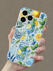 植物1件柠檬杯主题印花2D图案，流行个性化高端中东可爱独特卡通简约柠檬杯风格，适合送给同事、朋友、家人、情侣、生日、节日等礼物。透明软壳，全保护，防尘防水，兼容 16/15/14/13/12/11/Pro/ProMax/X/XR/XS/XS Max/7/8/Plus等机型