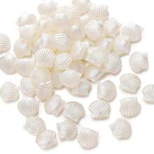30 件亚克力蛤壳隔珠小贝壳珠白色塑料沙滩扇贝贝壳工艺散珠适用于 DIY 珠宝制作套件
