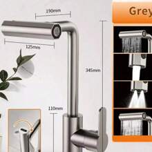 4-Mode Waterfall Sink Faucet, Stainless Steel Kitchen Faucet With Hot And Cold Water, 360° Swivel Ceramic Valve Deck Mount Bathroom/Kitchen/RV Faucet