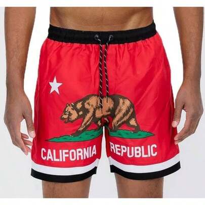 California CA Bear Swim Trunks Board Shorts