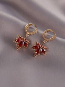 2 piezas Pendientes colgantes con flor de rhinestone - Multicolor 3 - Ver 4