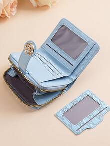 New Lychee Texture Letter Wallet Multi-Card Slots Short Style Small Women Purse Thickened Korean Fashion Vintage Coin Pouch For Women Wallet Mini Wallet Purse Wallet Small Wallet Cute Wallet Wallet - Blue - View 3