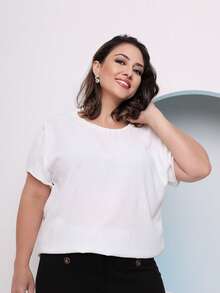Smile Fashion   blusa de plus size manga curta tecido duna