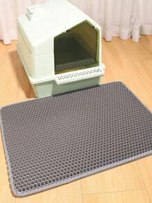 1pc Double-Layer EVA Anti-Splash Anti-Slip Foldable Washable Durable Pet Litter Mat - Grey - View 8