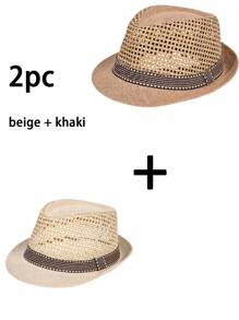Chapéu de Palha Leve Cáqui Masculino Monopeça. É Respirável no Verão, Trazendo Uma Sensação Refrescante. Esse Chapéu Elegante é Confortável e Leve, e É Um Chapéu de Sol Conveniente e Prático. É Um Chapéu de Sol Versátil, Adequado para a Primavera, Destacando Um Temperamento Elegante. O Chapéu Refrescante Com Material Delicado e Suave à Pele é Um Item Essencial para a Praia.