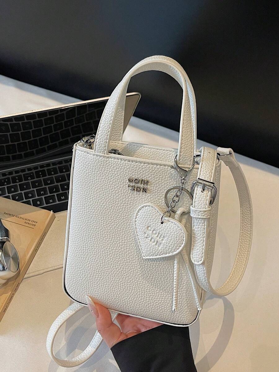 1pc Women's Solid Color PU Handbag, Zipper Closure Fashion Bag Suitable For Dating And Gifts - Beige - View 1