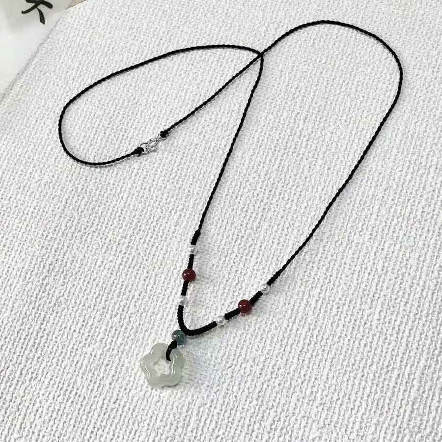 1pc Handmade Miniature Butterfly & Star Design Pendant Necklace, Versatile Gift For Friends & Lovers - White Jade Star - View 1