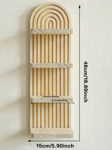 1pc Wooden Boho Style Wave Pattern Wall Shelf Rack Hanging Storage Organizer Display Stand, Fits For Candles, Decorations, Home Decor