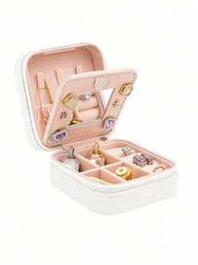 1 Pieza Organizador de joyería mini, Organizador de joyería, Soporte de joyería, Organizador de joyería con cremallera portátil para viajes, Caja de regalo para damas, Exhibidor de joyería multifuncional, Adecuado para anillos, colgantes, aretes y collares. - Caja de regalo adecuada para niñas y damas, caja de regalo de Halloween, caja de regalo de Navidad. Organizador de almacenamiento de viaje. Vuelta a la escuela de verano