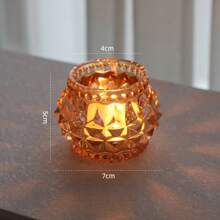 1/4 件复古玻璃烛台，复古玻璃许愿烛台 - 琥珀色烛台，适合烛光晚餐、派对装饰、茶灯、婚礼、派对礼物， - 彩色 - 查看 7