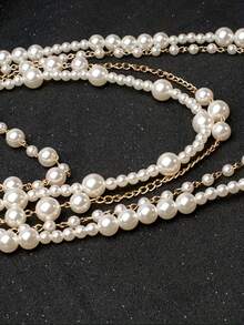 Elegant Retro Imitation Pearl Jewelry Set, Elegant Necklace And Earrings, Suitable For Banquets And Formal Occasions, Fashionable Jewelry - Golden - View 3