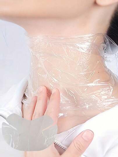 100 pièces Film de protection jetable pour le cou, housse de protection transparente, papiers masque anti-rides pour le cou, imperméable et hydratant, bouclier de protection imperméable et anti-poussière pour la teinture des cheveux dans les salons - sans parfum, transparent et facile à utiliser pour les soins de beauté à domicile et en salon