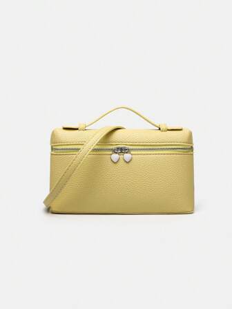 1pc Women Solid Color Litchi Grain PU Square Shoulder Bag, Small Handbag Suitable For Ladies Daily Fashion Wear