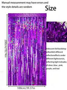 2 Stück Silber Folie Quasten Vorhänge, glänzender Metalldraht Hintergrund, geeignet für die Dekoration von Geburtstagen, Hochzeiten, Partys, Disco-Partys im Stil der 70er, 80er und 90er Jahre, Junggesellenabschiede und Regenbogenpartys (Lila), Weihnachtsdekoration für den Winter