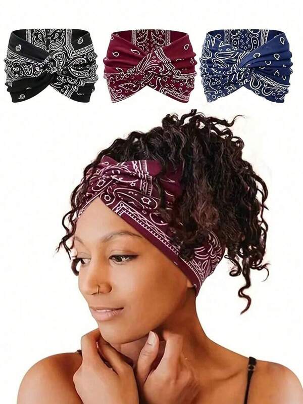 1 pezzo Fascia per capelli bohémien sportiva per yoga, bandana elastica, accessori per capelli di moda per ragazze e donne, fasce per capelli di alta qualità