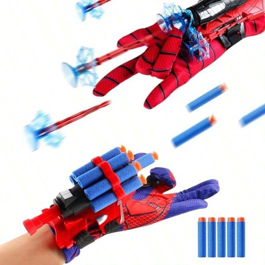 2 Pieces Spider Web Shooter Hero Launcher Wrist Playset, RPG Rocket LauncherGlovesWith Wrist Toys, Fun Decorations, Kids Wrist Playsets, Birthday PartyDecorations,Halloween, Christmas - Đỏ - Xem 1