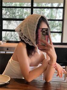 1 Peça Headband de Renda Estilo Vintage Francês Campestre, Turbante de Renda de Alta Qualidade para Praia, Adequado para Uso Diário, Férias, Exterior, Proteção Solar na Praia, Halloween