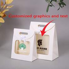 1 pieza Bolsa de regalo con lazo, estilo de ventana semitransparente, bolsa de regalo de cartulina blanca sólida