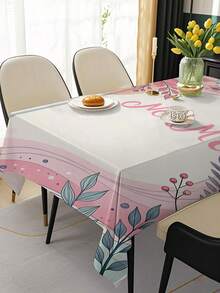 1 块定制矩形花卉桌布，添加您自己的文字，个性化桌布，防油且可擦拭，快速提升客厅氛围，营造舒适的家居氛围，适合婚礼、派对、餐厅、户外、野餐、所有季节和节假日
