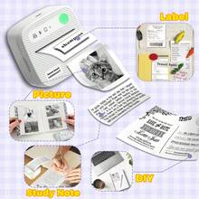 Mini Printer With Thermal Sticker Paper, Portable Sticker Printer Efficiently And Quickly, Thermal Printer Pod For Study Notes, Pictures, DIY, Label, Free App Funny Print With Multiple Templates Inkless For Christmas Gift Back To School