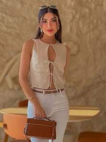 Túi đeo chéo đựng hộp cơm trưa du lịch bãi biển mùa hè Y2K, Túi đeo vai da lụa thanh lịch, Túi mua sắm đa năng nhẹ hoàn toàn mới dành cho phụ nữ, Thanh lịch khi đi làm, du lịch, kinh doanh, Dung tích đựng mỹ phẩm lớn - màu nâu - Xem 3