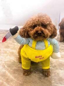 Pet Halloween Funny Costumes - Dog Cat Scary Knife Prop Outfit, Hilarious Standup Transformation Apparel, Pet Photography Accessories, Pet Cosplay Costumes, Halloween Party Attire