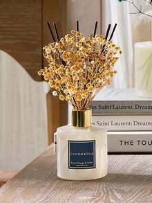 10/20/30/40/50pcs Preserved Flower, Cotton & Reed Diffuser Set, Clean Linen Scented Essential Oil Diffuser With Rattan Sticks For Bathroom Shelf Decoration