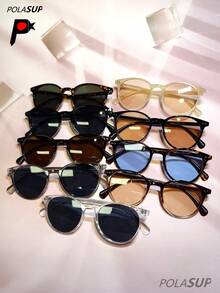POLASUP 1pc Personalized Fashion Versatile Round Frame Fashion Glasses, Retro 60s Hong Kong Style Fashion Glasses For Women, New Fashion High-End Rivet Round Frame Fashion Glasses, Chic Minimalist Rivet Polarized Fashion Glasses, Classic European & American Style Round Shape Shades - 彩色 - 查看 6