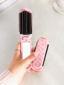 1/2pcs/Set Foldable Comb & Hair Clip Combo Set, Floral, Butterfly, Heart Printed Design, Portable Folding Comb, Hair Clips, Suitable For Students, Women, Holiday Gifts ,Hair Styling Kit ,Hair Tool Kit - Multicolor - View 17