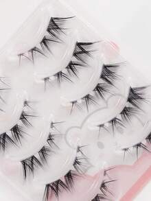 5对透明斜飞狐假睫毛，欧美款轻盈浓密，狐眼型睫毛。条状睫毛，睫毛，睫毛，假睫毛