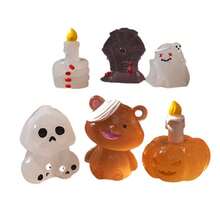 6pcs Halloween Luminous Decor Stone Tablet, Pumpkin Micro Landscape Desktop Ornament, Glowing Car Interior Decor Home Decor Halloween Decor Room Decor