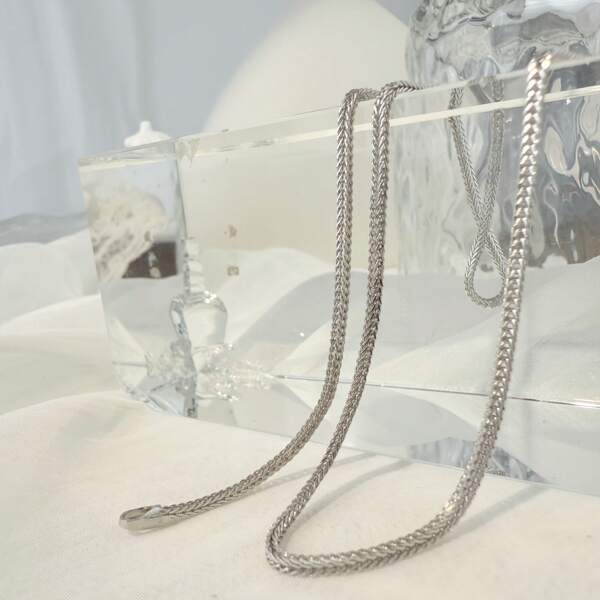 1pc S925 Silver Men's Necklace, Simple Fox Tail Chain Design, Personalized Versatile Accessory, Abrasion Resistant & Hypoallergenic, Birthday/Holiday Gift For Boyfriend/Father