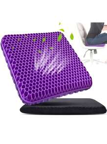 Husă de pernă de scaun cu gel, design gros și respirabil cu fagure de miere, absorbție a presiunii, pernă de scaun de birou dublu groasă, pernă de scaun pentru scaune de birou, potrivită pentru scaune de birou, acasă, mașini și scaune cu rotile