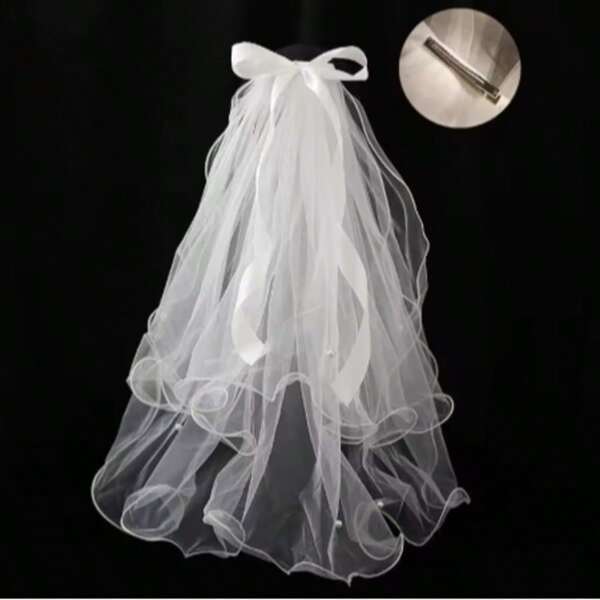 1 pièce Voile de mariée, foulard de tête ivoire blanc, voile pour mariage, décoration pour anniversaire, fête, douche nuptiale, dîner de fiançailles, accessoire de cheveux