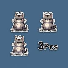 1/3 件乙烯基“我很好”猫贴花 - 幽默讽刺模因贴纸，适用于笔记本电脑、水瓶、手机 - 防水、耐用模切乙烯基贴花，适用于个性化配饰和礼品、学校用品、返校 - Multicolour - 查看 13