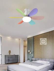 Ceiling Fan With Remote Control, 3-Color Lights, 3 Speeds, With Timer Function, For Kitchen/Bathroom/Bedroom - Nhiều màu - Xem 7
