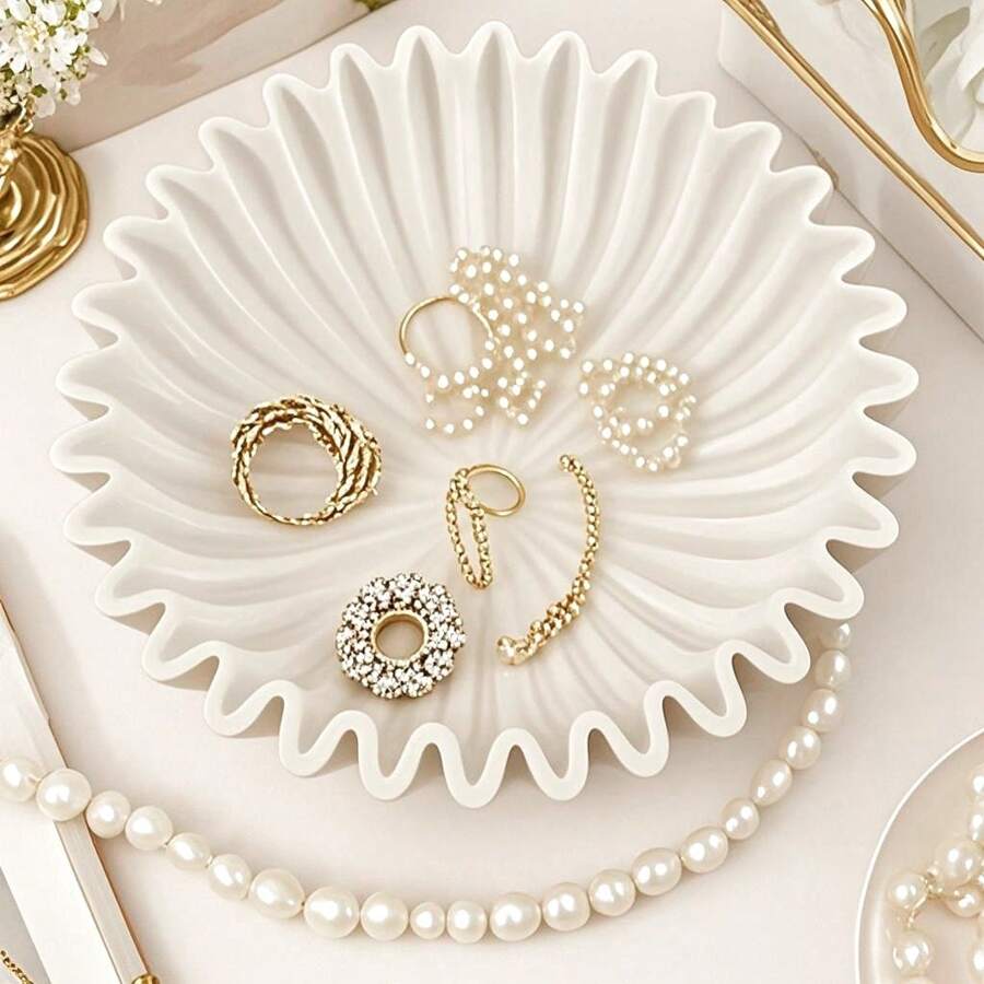 1 Stück handgefertigte Harzteller in Fächerform mit Lotosblattrand Dekor, geeignet für Innen- und Außendekoration Zuhause, Couchtisch, Küchentheke, Schüssel für Schlüssel im Eingangsbereich, Dekoration für Weihnachten, Halloween, Ostern, Erntedankfest, ohne Strombedarf