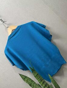 European And American Style Bat Sleeve Blouse Summer Fashion - Cadet Blue - View 3