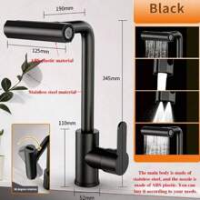 4-Mode Waterfall Sink Faucet, Stainless Steel Kitchen Faucet With Hot And Cold Water, 360° Swivel Ceramic Valve Deck Mount Bathroom/Kitchen/RV Faucet