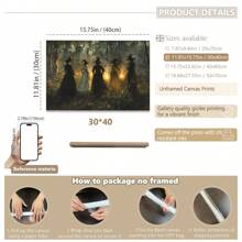 1 pieza, Arte de pared de lienzo de Halloween, Impresión de arte de pared de bruja vintage, Descarga de arte de pared de estilo melancólico, Decoración de estilo rural de arte oscuro, Adecuado para otoño, Halloween, Temporada de fantasía y terror, Decoración de bruja