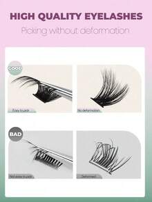 MEM 192pcs D-Curl Mixed Length Individual Eyelash Extensions, Faux Mink Lash Cluster For Eyelash Extension - 黑色 - 查看 5