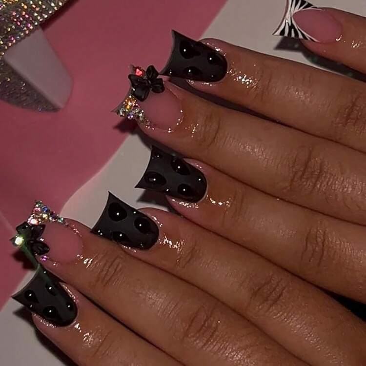 24Pcs Flower Press On Nails Extra Short Almond Fake Nails Colorful Floral Artificial Spring Nail Design French Tip False Nails Pink Full Cover Glue On Nails For Women Girls Acrylic Nails Decoration - Duck Fake Nails-5 - View 2