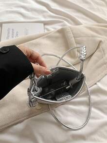 Mini Stylish Fashion Versatile Bucket Crossbody Bag For Women Wallet Purse Wallet - Silver - View 4