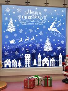 1set White Sticker Window Glass Decal Home Decor Painting,Stickers,Wall Decal, Vinyl Decal For Home Decorations,Spring Decoration Items Refresh Your Home,Rama Decoration Stickers Christmas Decorations Room Decor Christmas