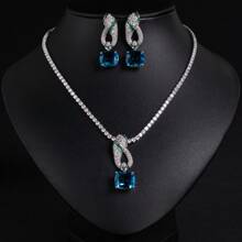 Set de joyas con forma de serpiente de 3 piezas con piedras de circonia, incluye aretes y collar, adecuado para uso en fiestas y como regalo (varios colores disponibles)