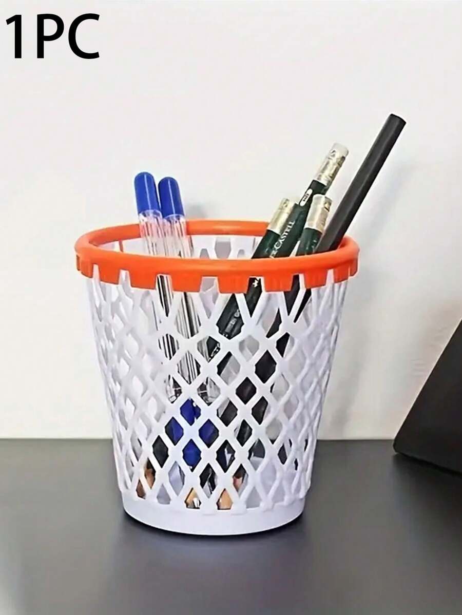 1 件双色篮球桌面收纳盒，大容量笔筒，简约桌面收纳盒，创意办公和学生文具用品，适用于学校用品，返校