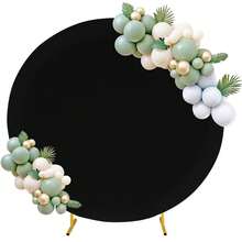 1 pieza de 5 pies/6 pies/6.6 pies(aprox. 1.5m/1.8m/2m) Cubierta de fondo redondo color rosa, azul claro, negro, blanco con hebilla de fibra de poliéster apta para decoración de arco de globos redondos para bodas, cumpleaños y fiestas - Negro - Ver 1