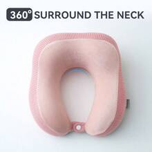 Memory Foam U-Shaped Travel Neck Pillow For Sleeping On Planes, Portable Cervical Support Pillow. - Pink - View 4
