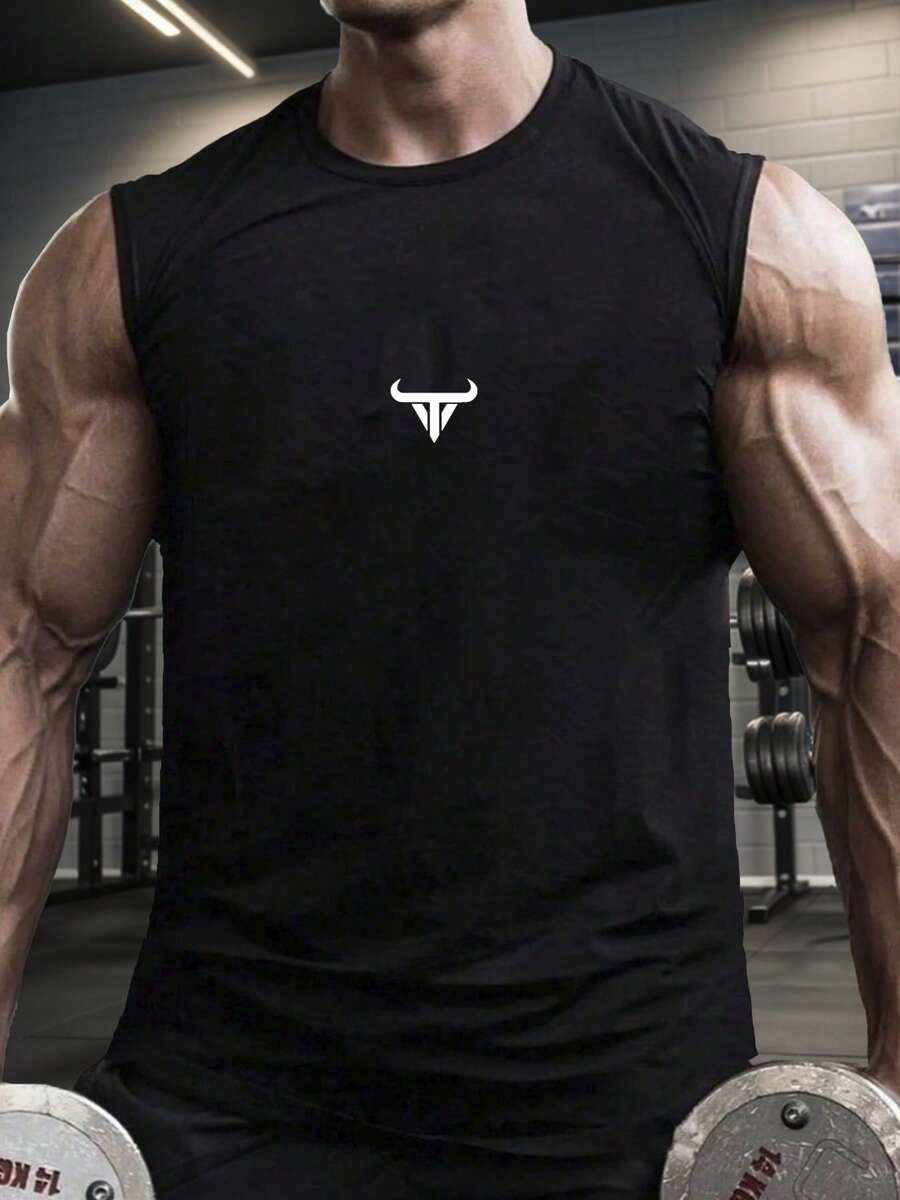 男士时尚无袖背心，公牛动物印花图案，轻便休闲 T 恤，适合跑步、高尔夫、钓鱼、篮球、露营、健身、游泳和海滩，是送给丈夫或男朋友的绝佳礼物